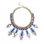 Laurel Cobalt Crystal Floral Fringe Statement Necklace